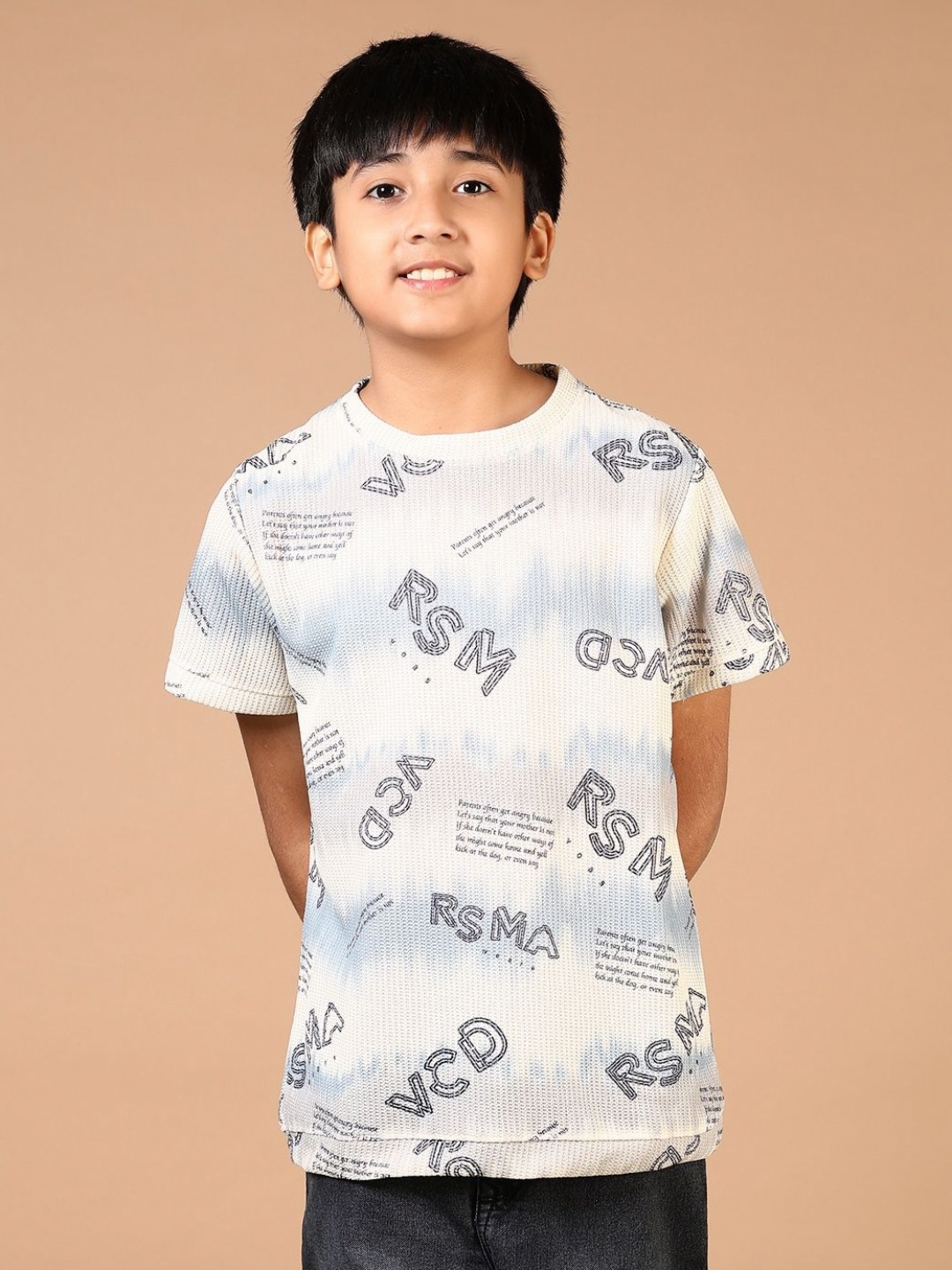 

V-Mart Boys Typography Printed Round Neck Cotton T-shirt, White
