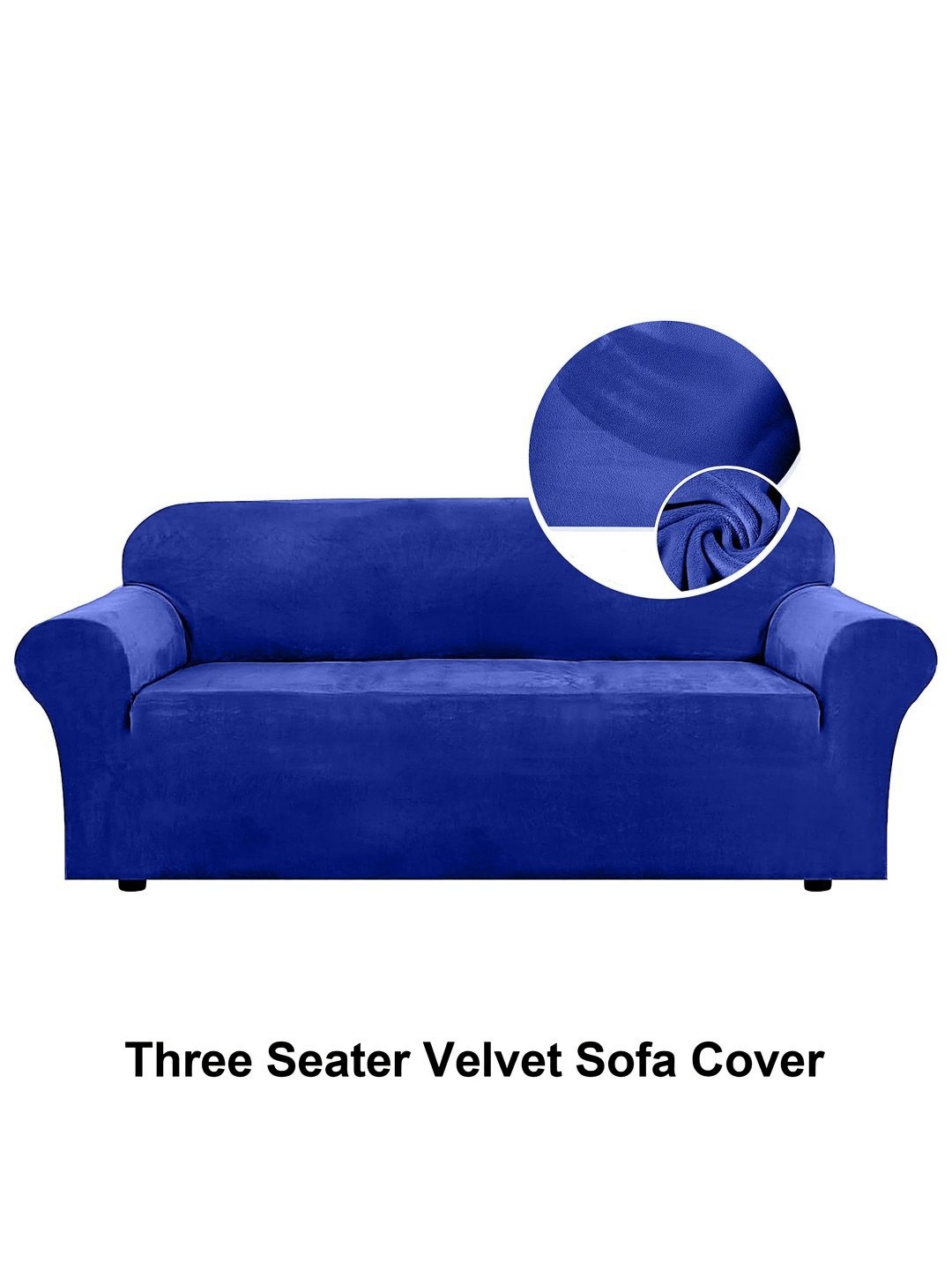 

Cortina Blue Three Seater Velvet Sofa Cover With Arms