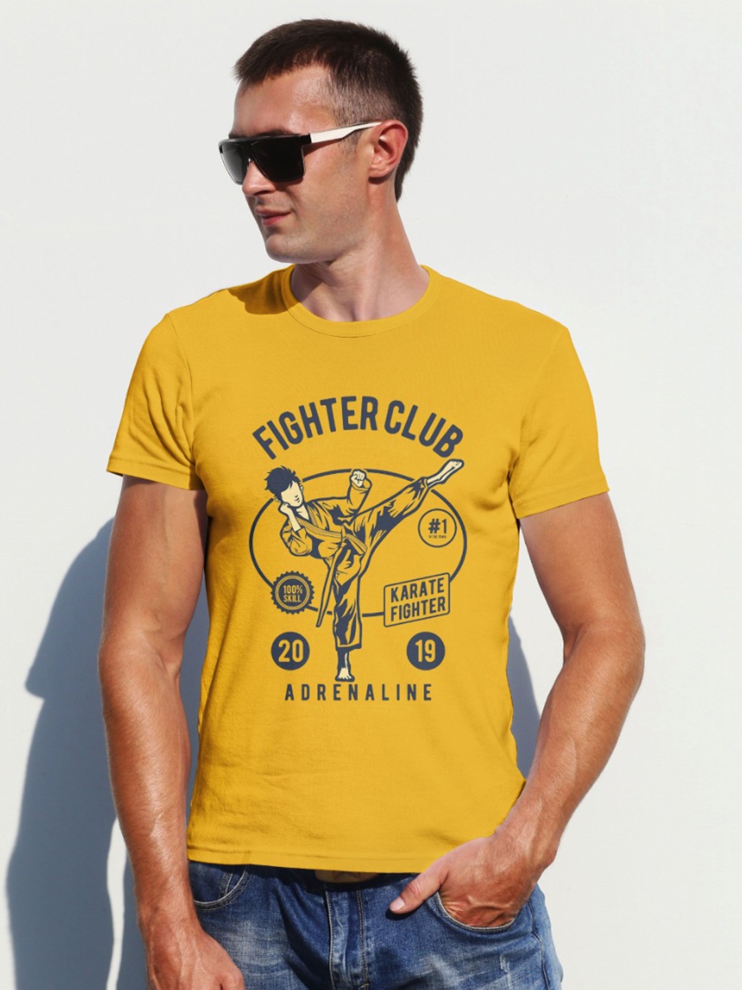 

Moda Rapido Men Graphic Printed Round Neck Regular Fit Cotton T-shirt, Yellow