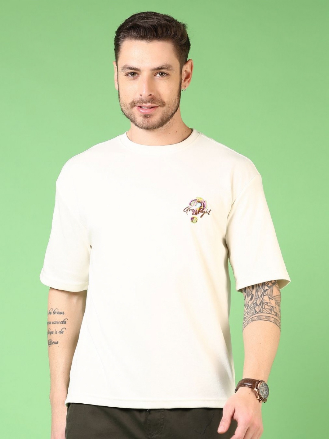 

V-Mart Men Graphic Printed Round Neck Cotton T-shirt, White