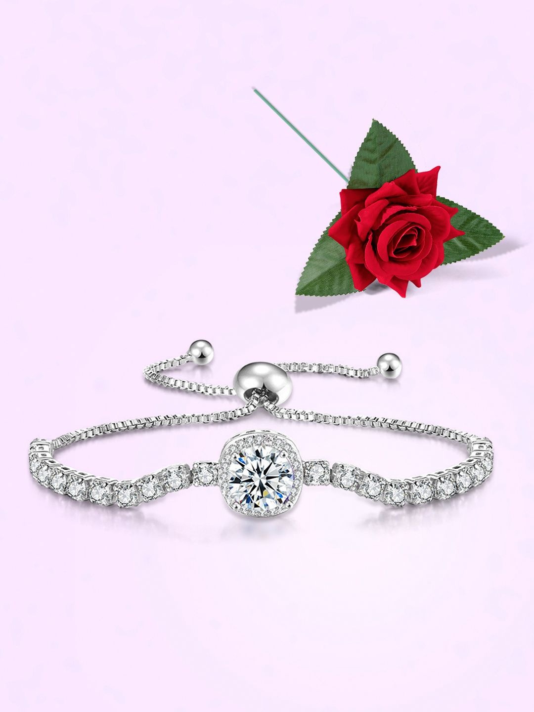 

Peora Women 2 Cubic Zirconia Silver-Plated Wraparound Bracelet
