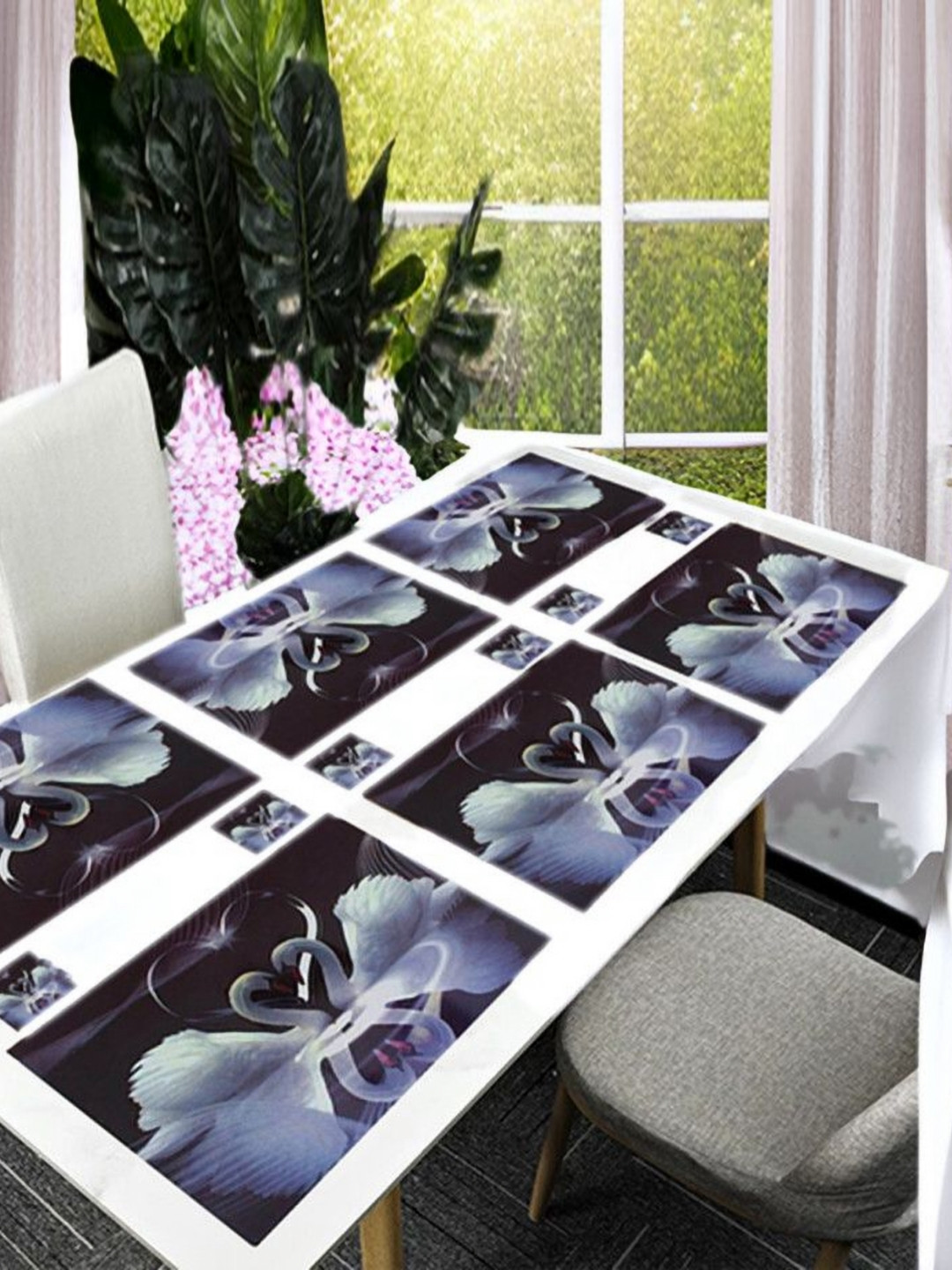 

REVEXO Black & White 12 Pcs Printed Rectangular Shaped Coasters & Table Placemats