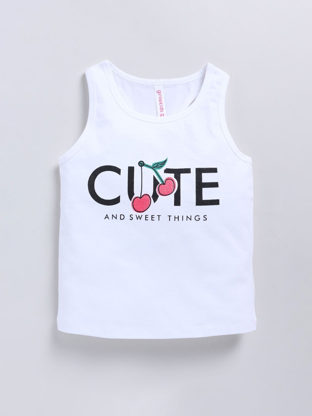 

Ginie Girls Typography Printed Scoop Neck Top, White