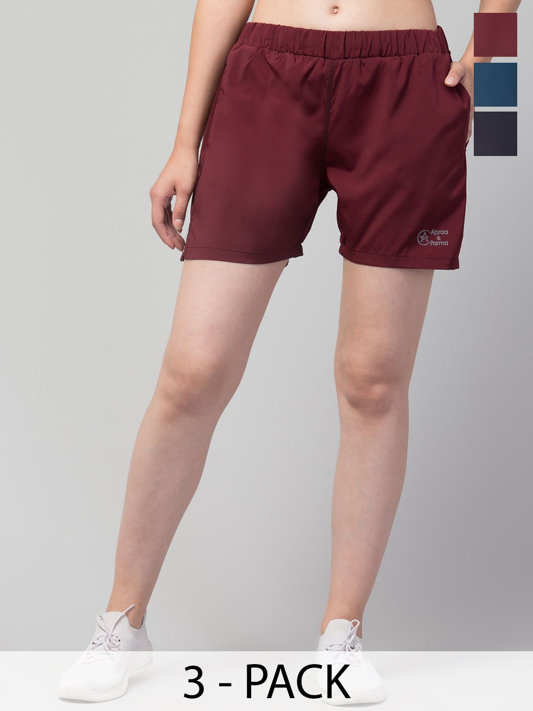 

UllasPemium Women Pack of 3 Running Sports Shorts, Navy blue