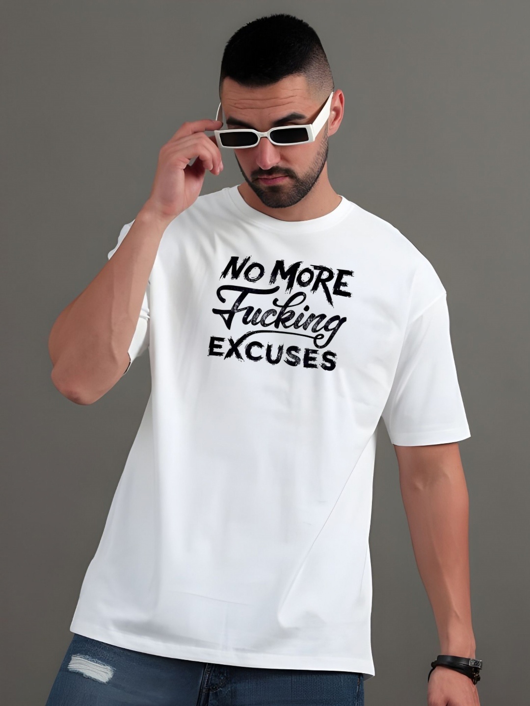 

Moda Rapido Men Typography Printed Round Neck Cotton Relaxed Fit T-shirt, White
