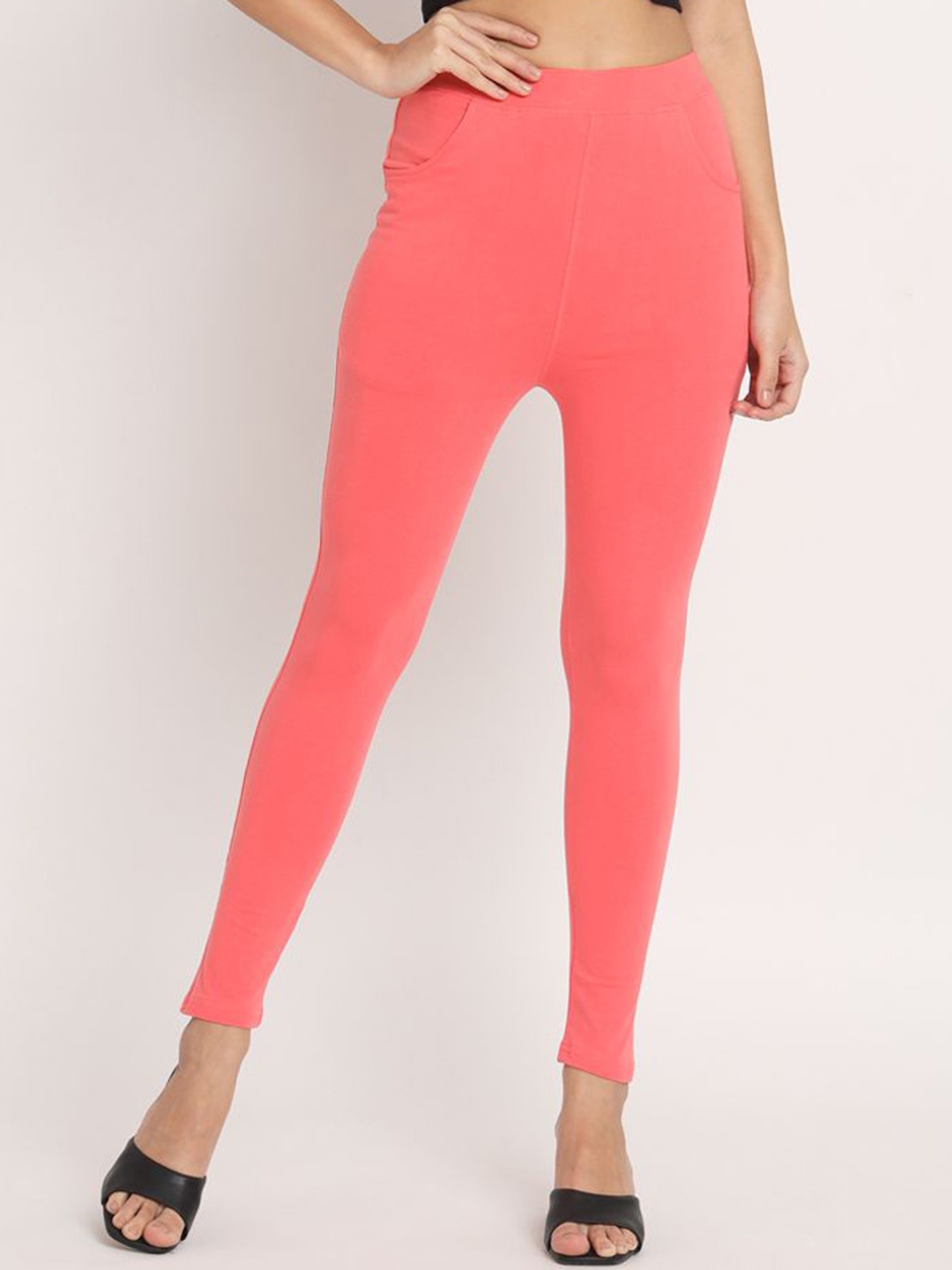 

thread plus Cotton Ankle Length Leggings, Pink