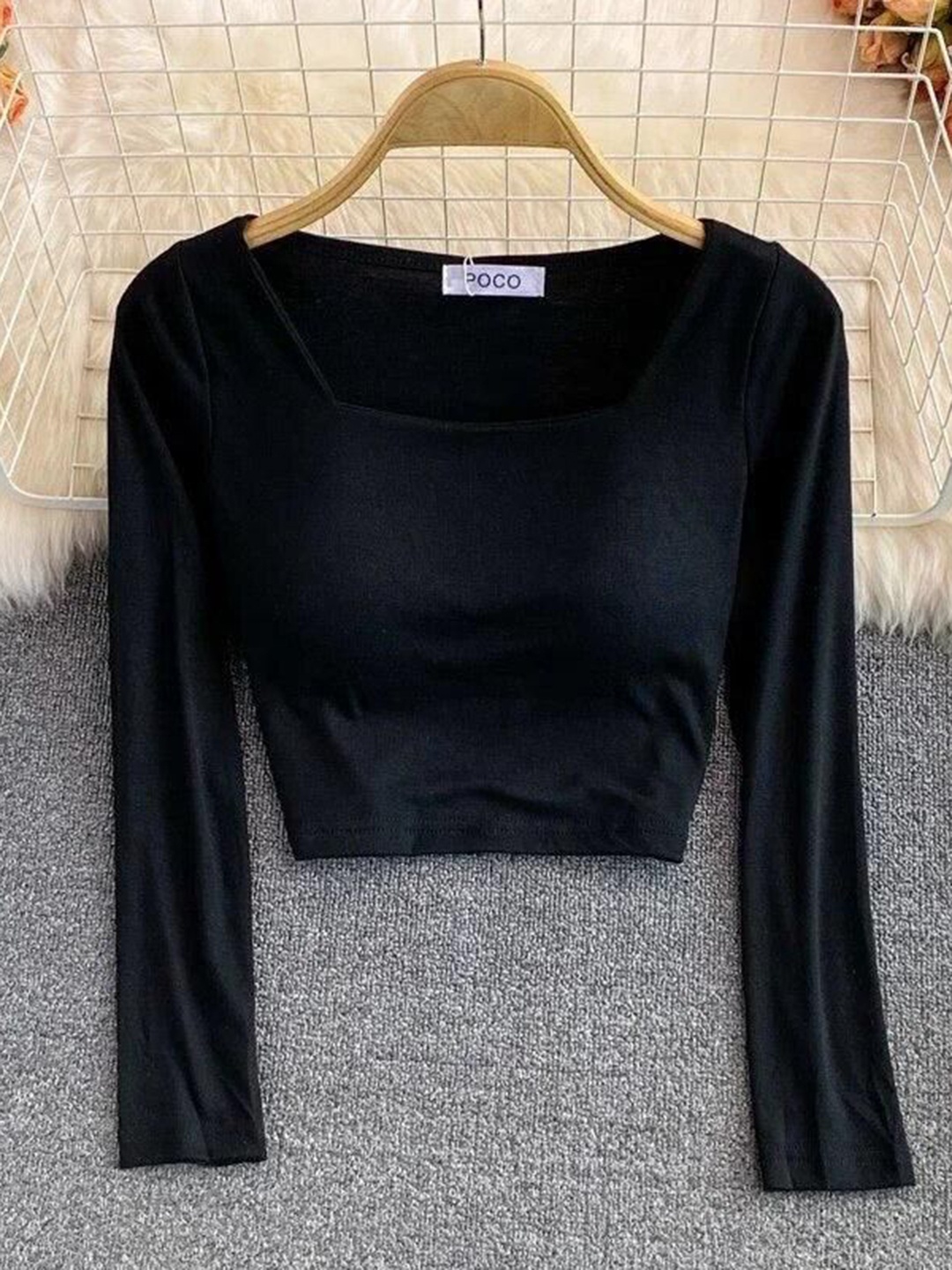 

Alamode By Akanksha Women Black Port Summer Tops With Inbuilt Bra