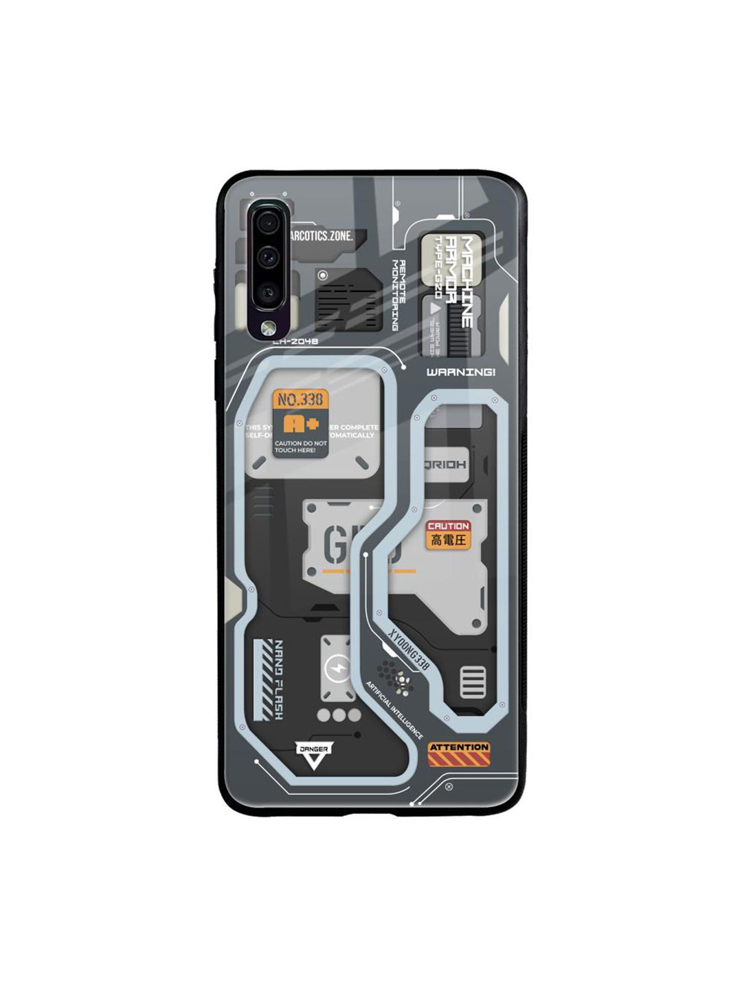 

QRIOH Retro Futuristic Printed Samsung Galaxy A50 Back Case, Grey