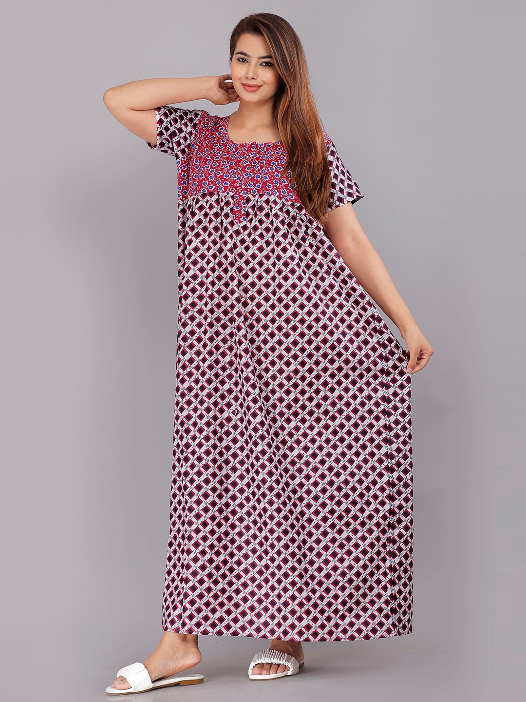 

PR PINK ROYAL Printed Maxi Nightdress