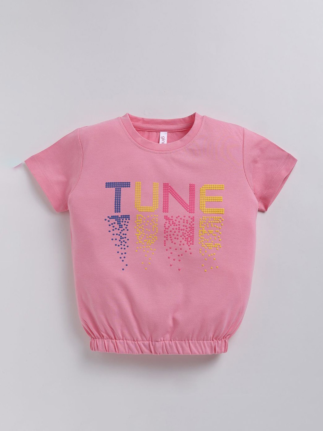 

Ginie Girls Typography Printed Round Neck Top, Pink