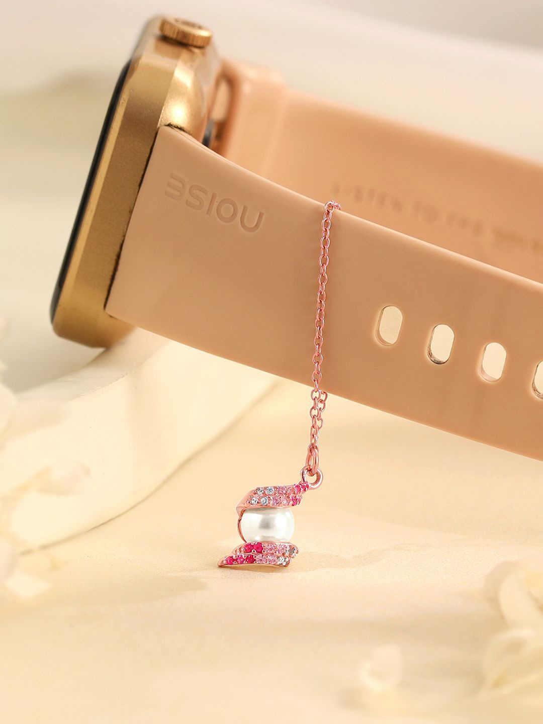 

GIVA 925 Silver Rose Gold Pearl Drop Watch Charm-Adjustable