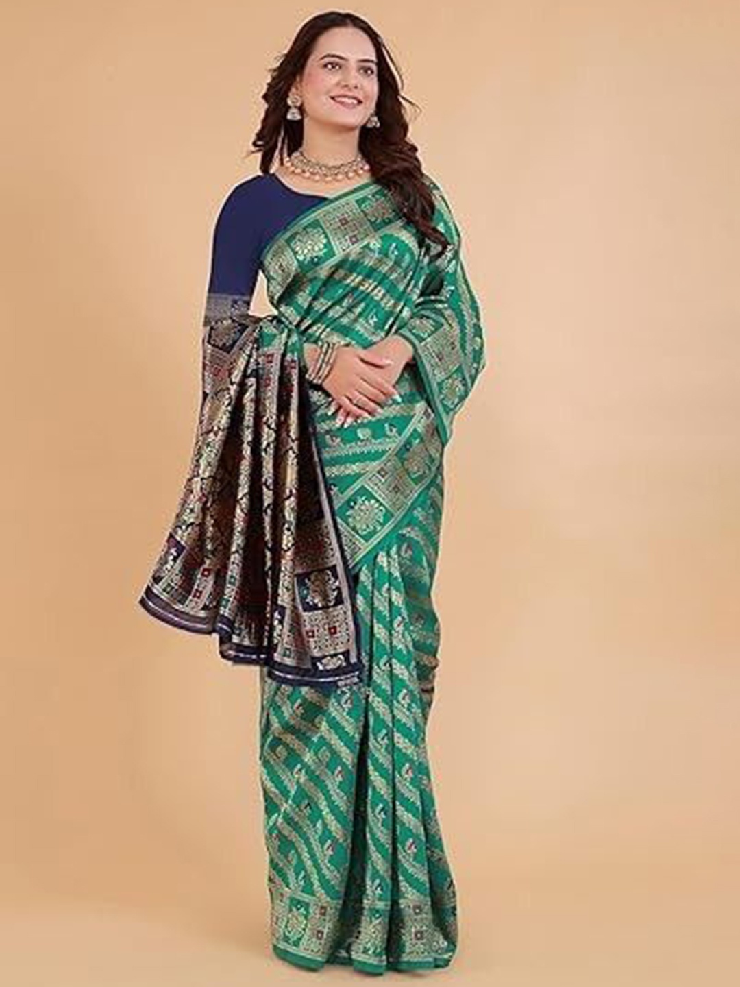 

Suratwala Ethnic Motifs Woven Design Kota Saree, Teal