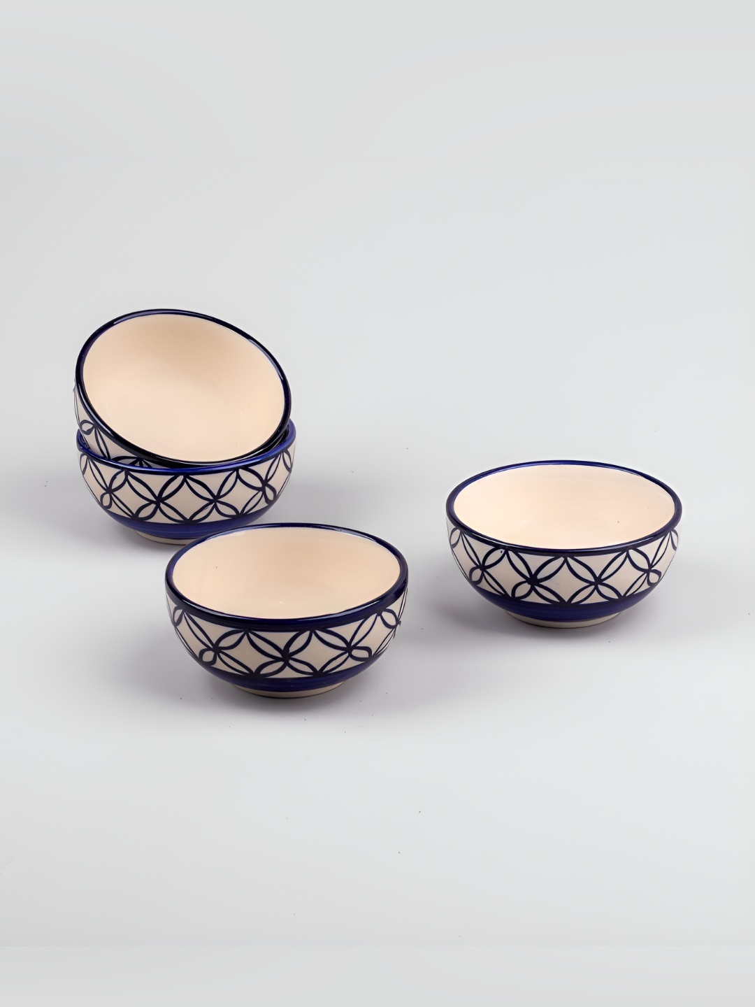 

Storepedia Beige 4 Pcs Printed Ceramic Dishwasher and Microwave Safe Serving Bowl 200ml