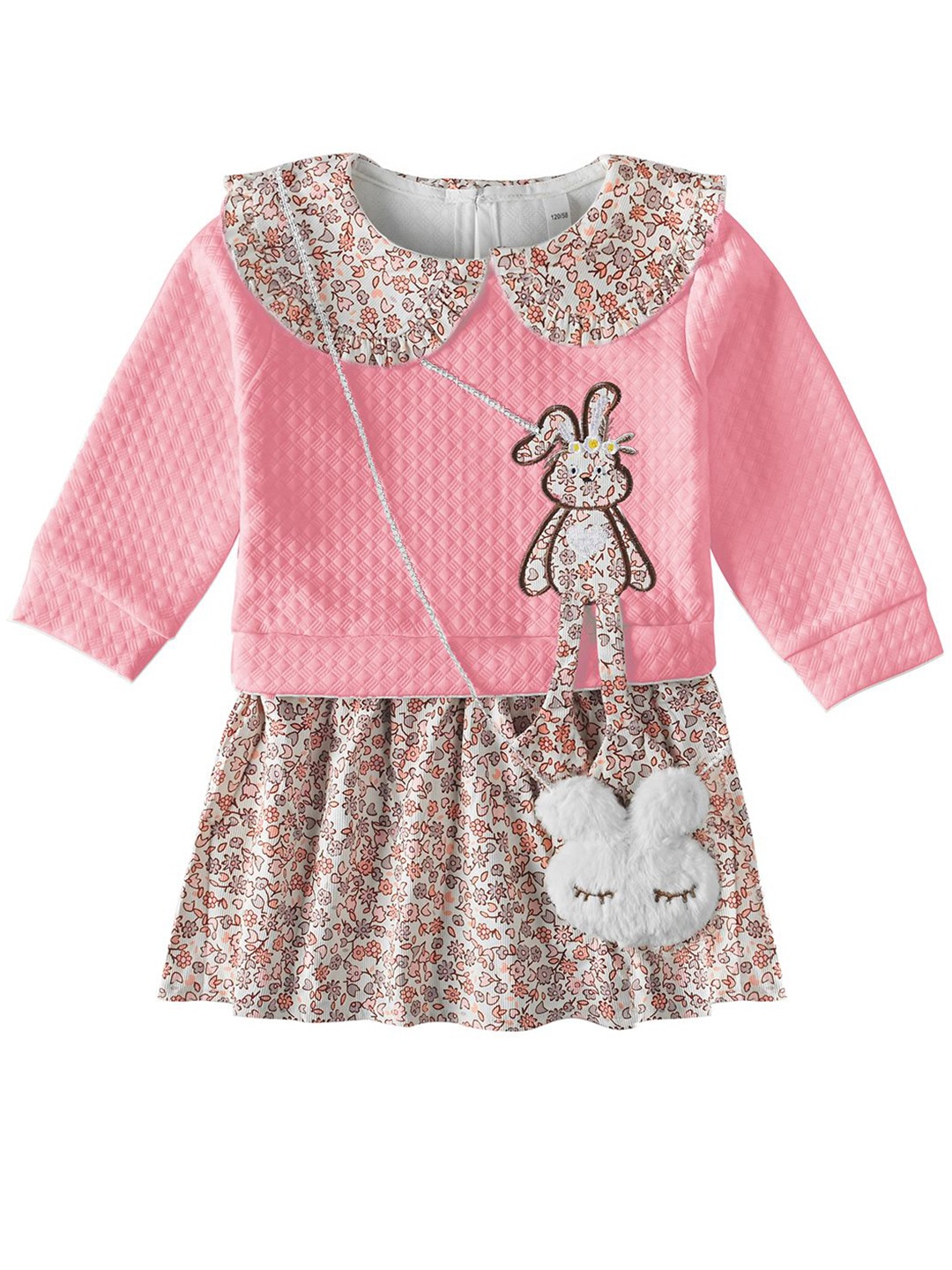 

Bold N Elegant Kids Girls Floral Print Peter Pan Collar A-Line Dress, Pink