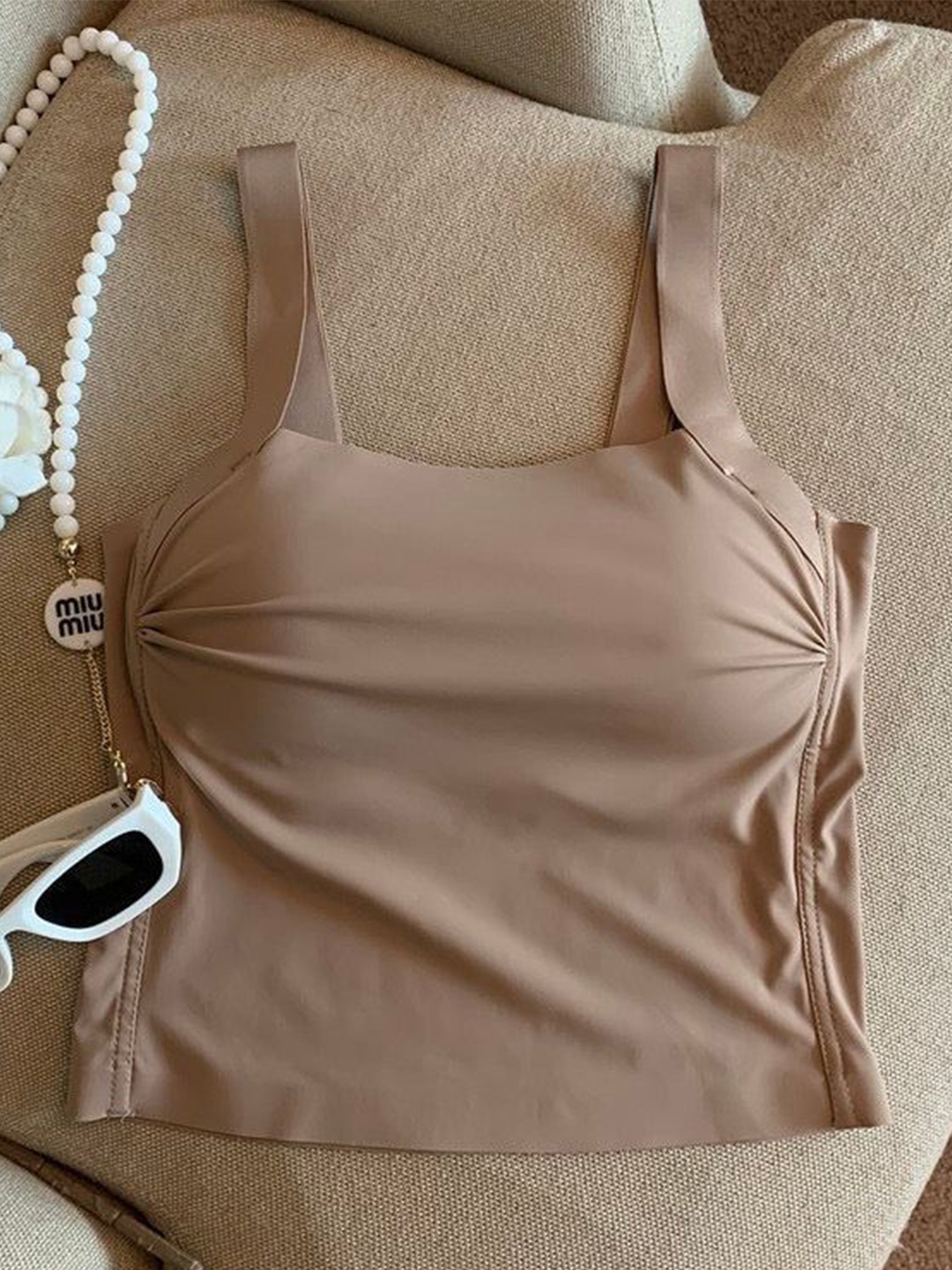 

Alamode By Akanksha Women Brown Mimi Seamless Tank Tops with Inbuilt Bra