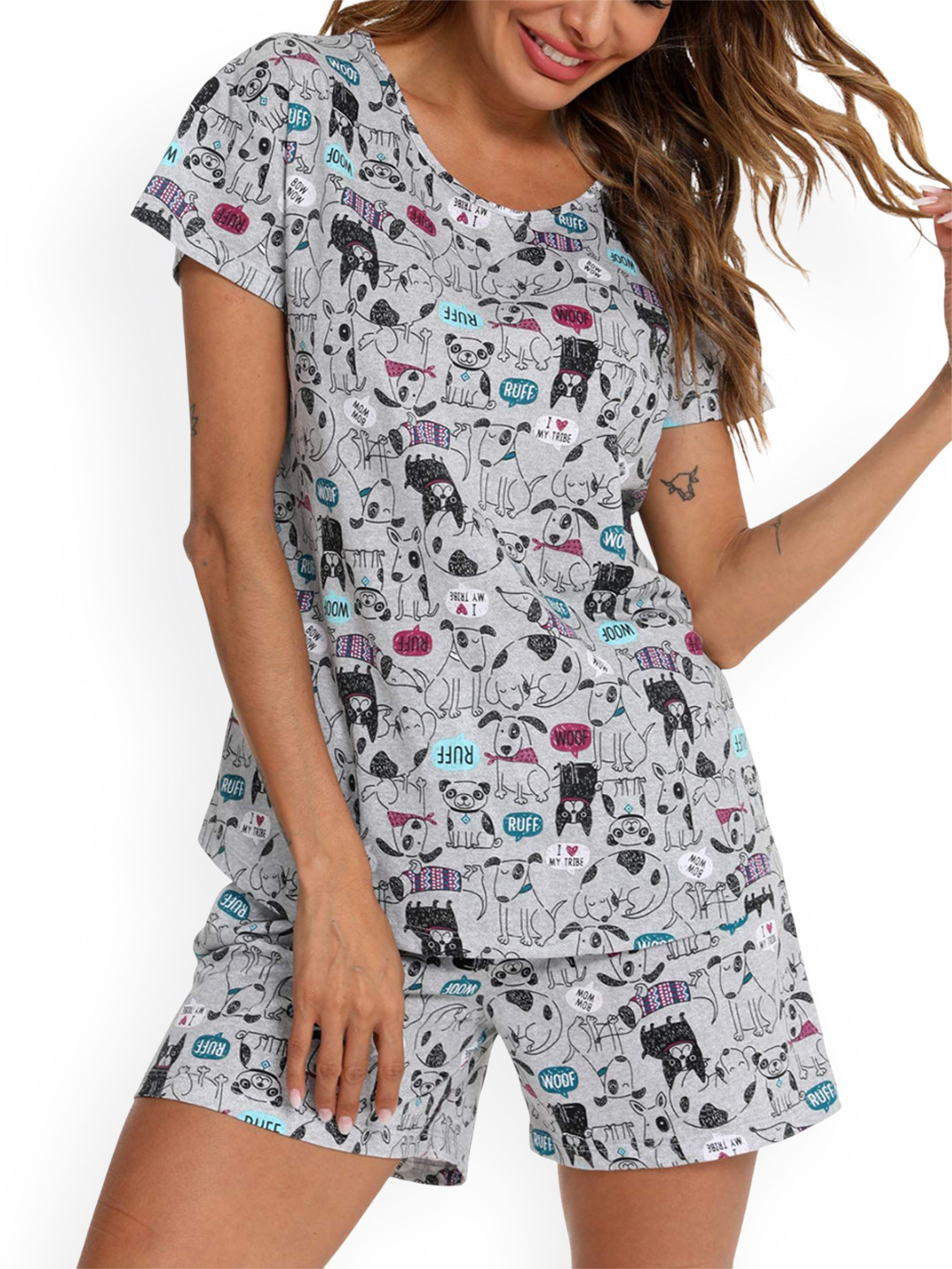 

Beera Women Printed Night suit, Grey