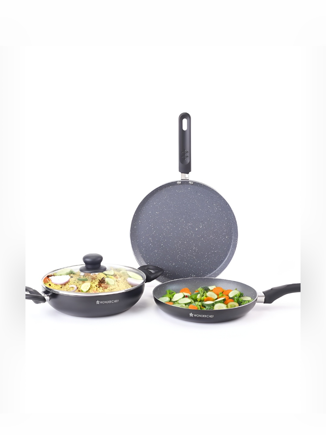 

Wonderchef Grey Induction Base Aluminium Cookware Set of