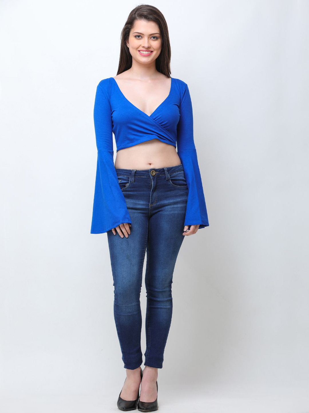 

Moda Rapido Pure Cotton Wrap Crop Top, Blue