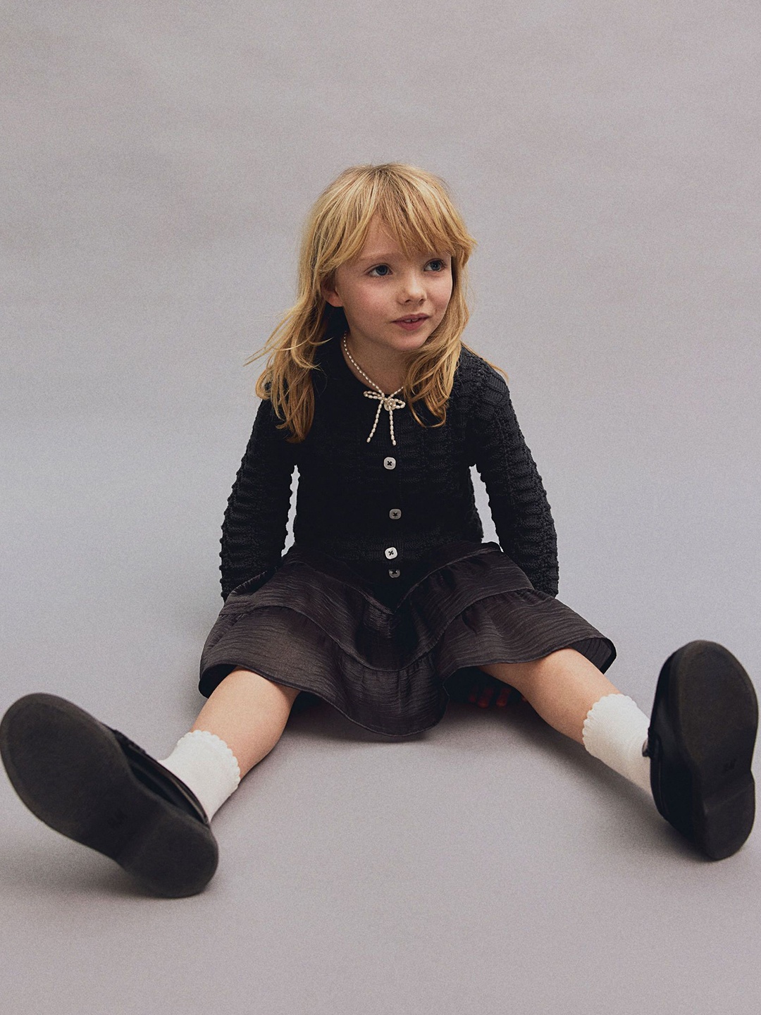 

H&M Pointelle-Knit Cardigan, Black