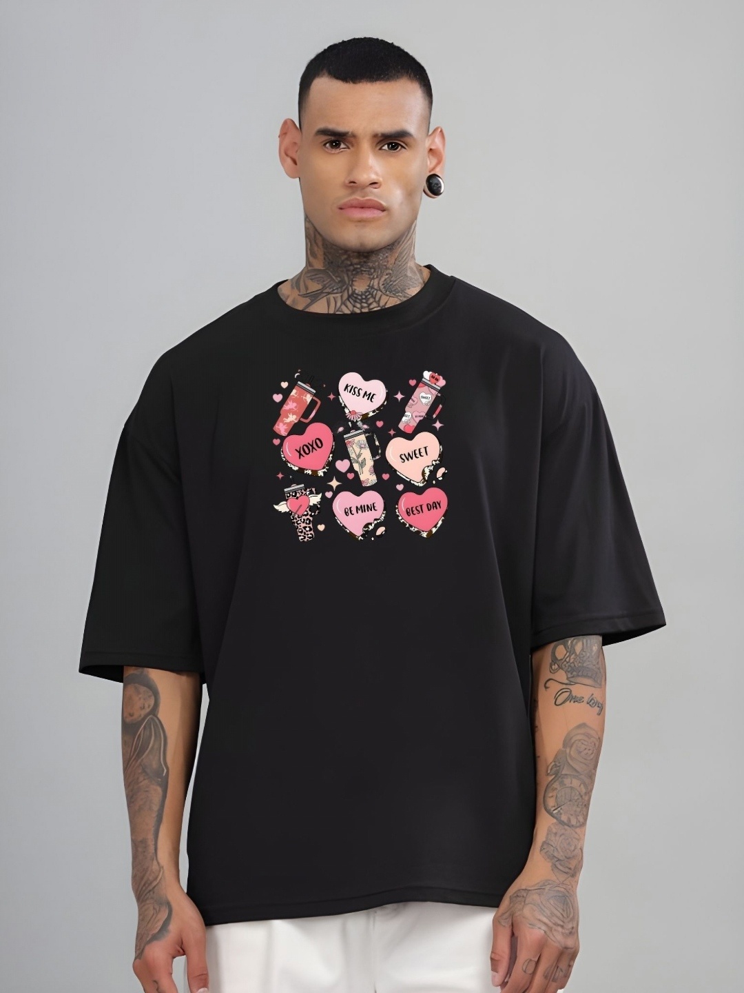 

Moda Rapido Men Graphic Printed Round Neck Cotton Oversized T-shirt, Black