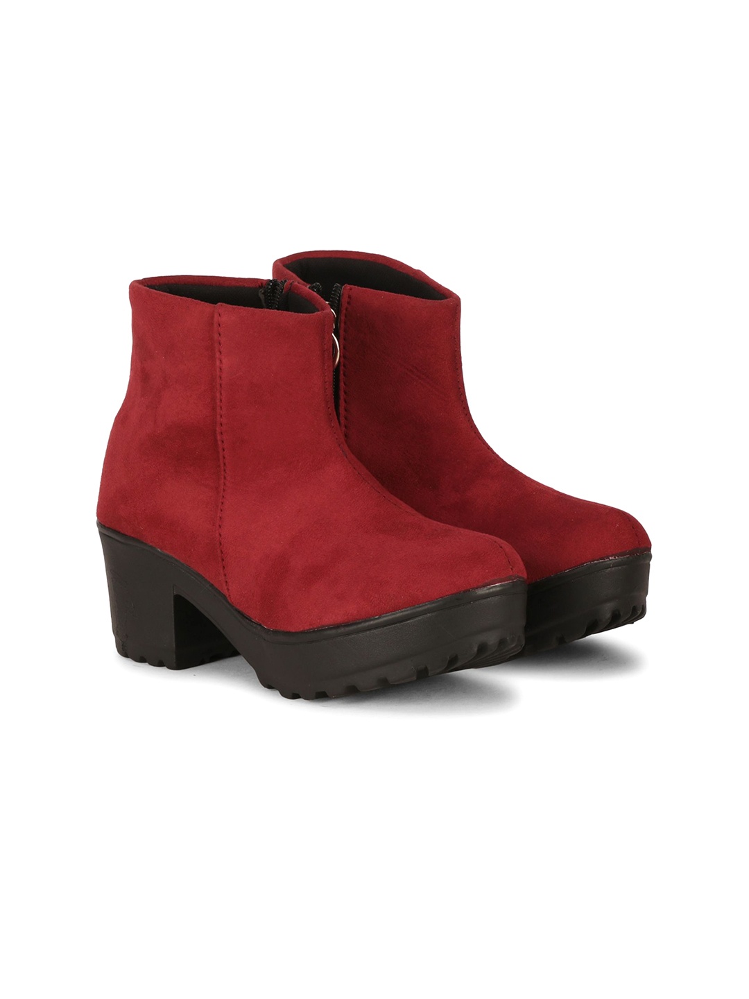 

Commander Shoes Women Casual Block-Heeled Winter Boots, Red