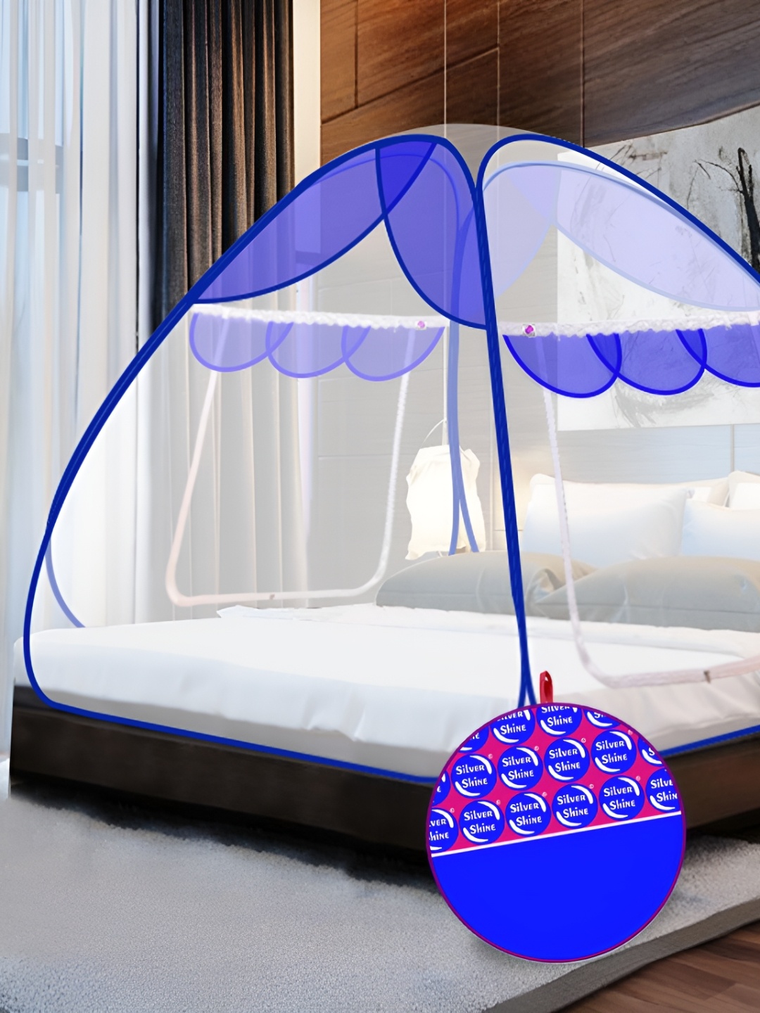 

Silver Shine White & Purple King Size Tent Mosquito Net