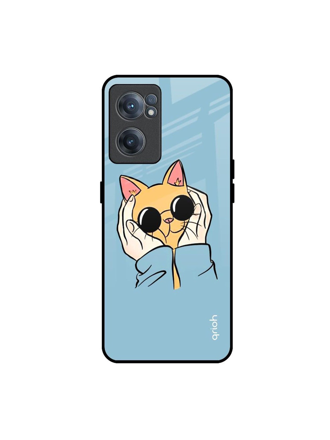 

QRIOH Adorable Cute Kitty Printed OnePlus Nord CE 2 Back Case, Blue