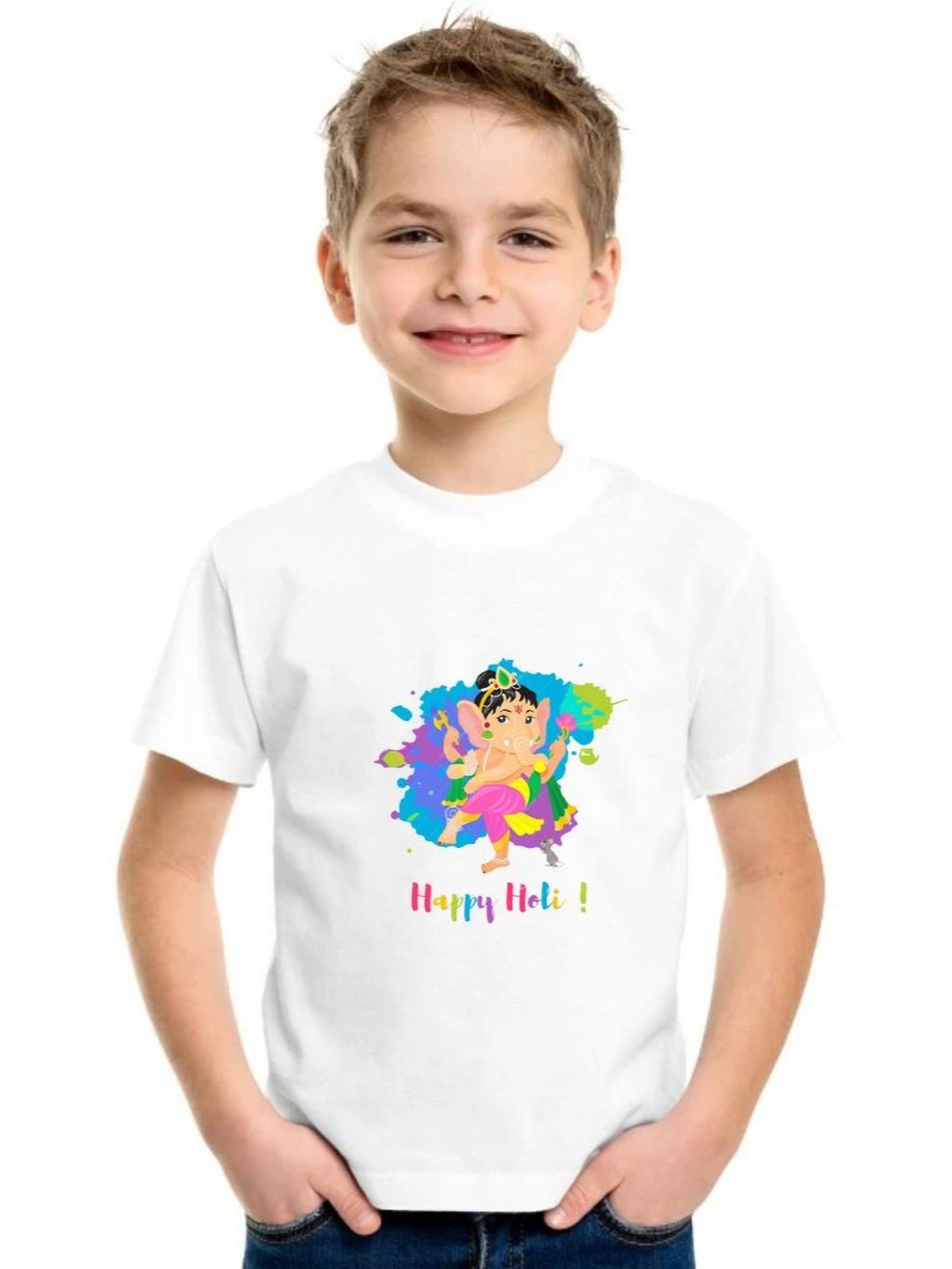 

SHUBHAM DESIGNER GALLERY Boys Graphic Printed Round Neck T-shirt, White