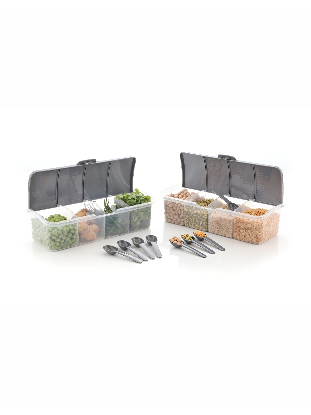 

HASHONE 2 piece Transparent 4 in 1 Easy to Clean Canister Container-1700ML, Grey