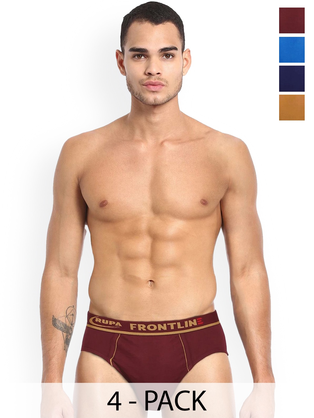 

Rupa Pack Of 4 Assorted Pure Cotton Basic Briefs - Frontline-Expando-Plain-4--90