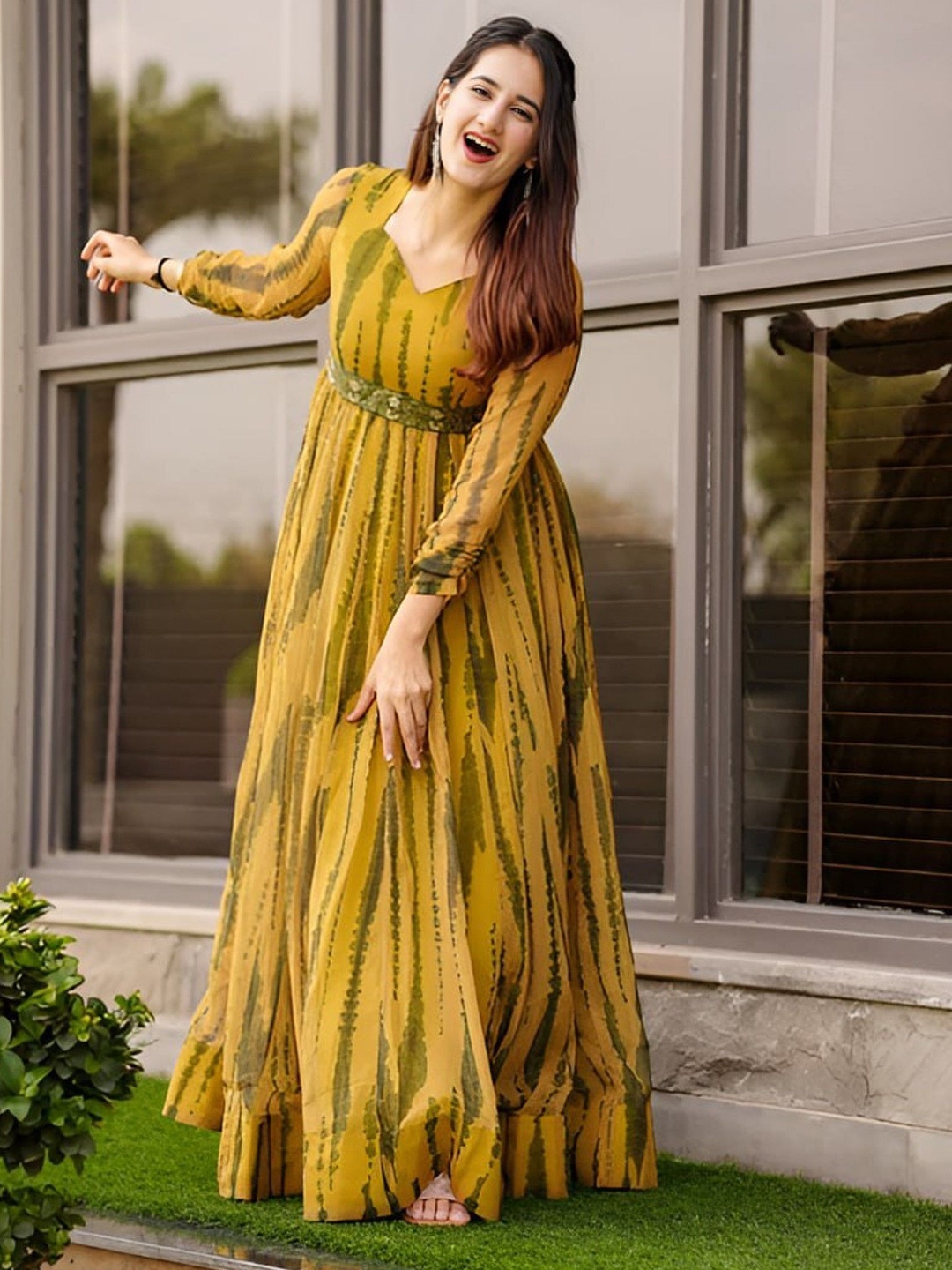 

Jash Creation Tie and Dye Maxi Dress, Yellow