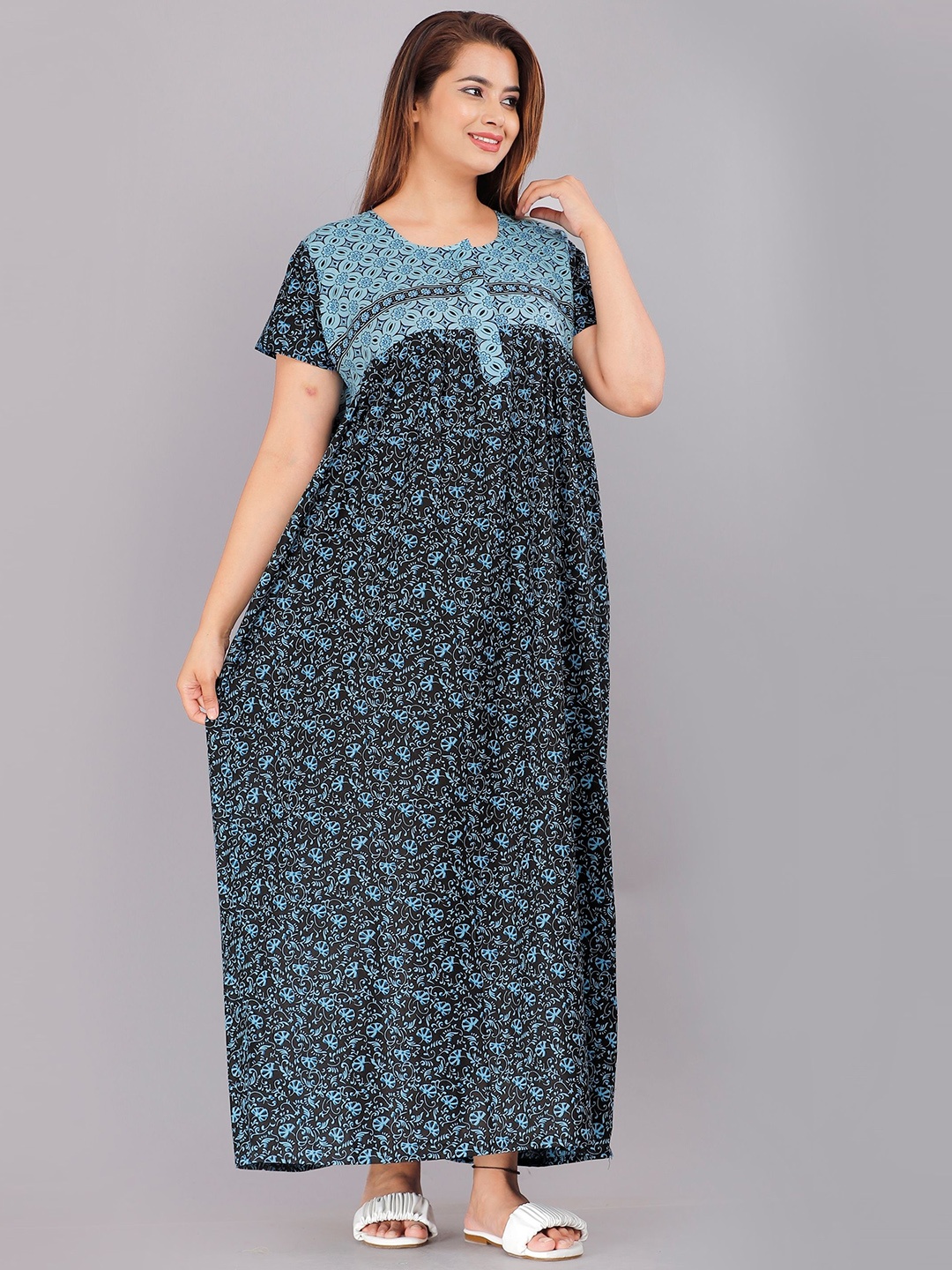 

PR PINK ROYAL Printed Maxi Nightdress, Blue