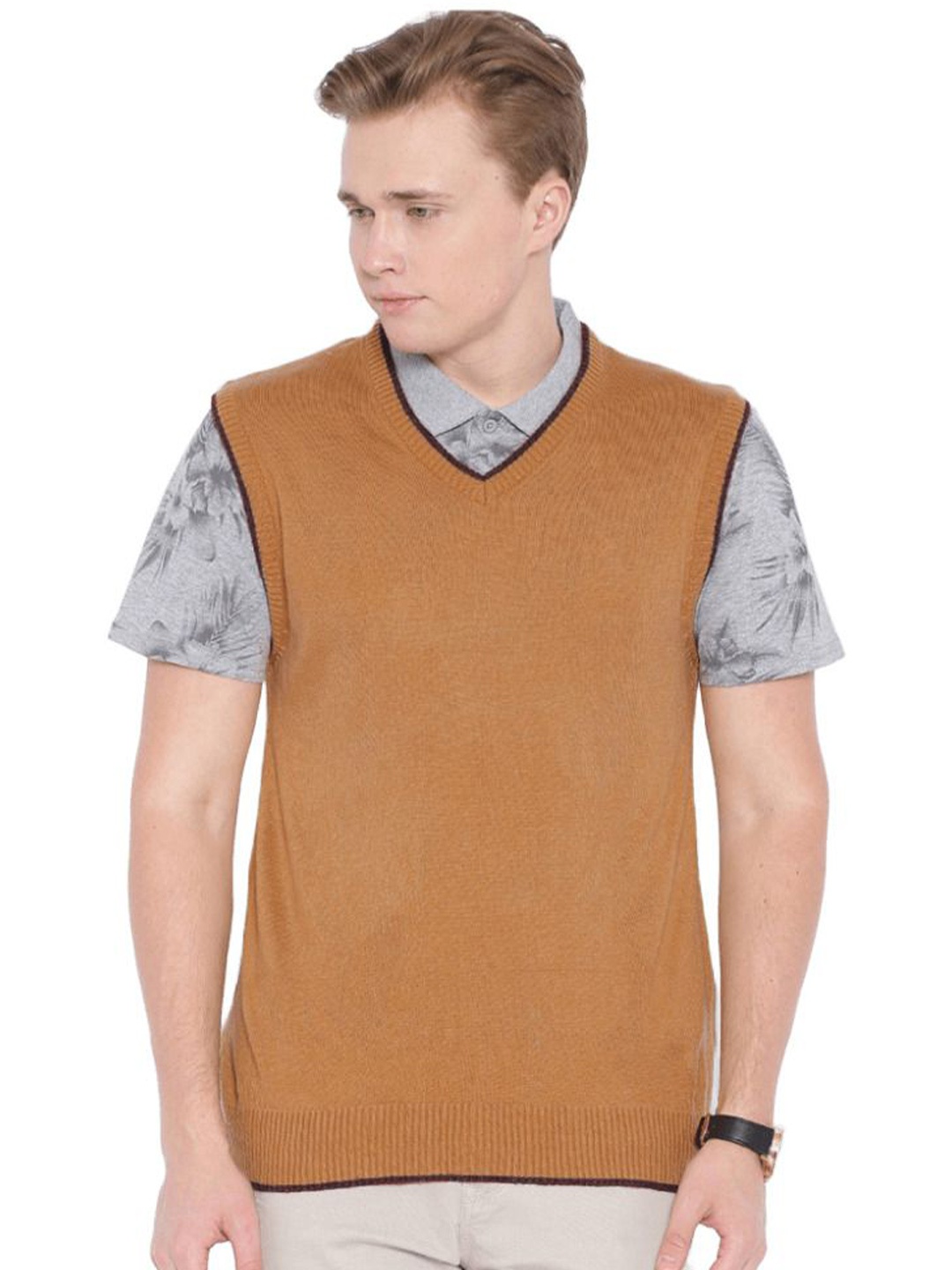 

BAESD Men Sweater Vest, Beige