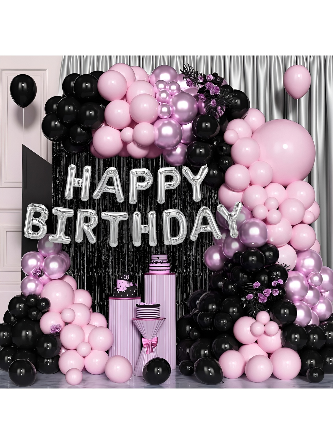 

Special You 63 Pcs Pink & Black Birthday Decorations