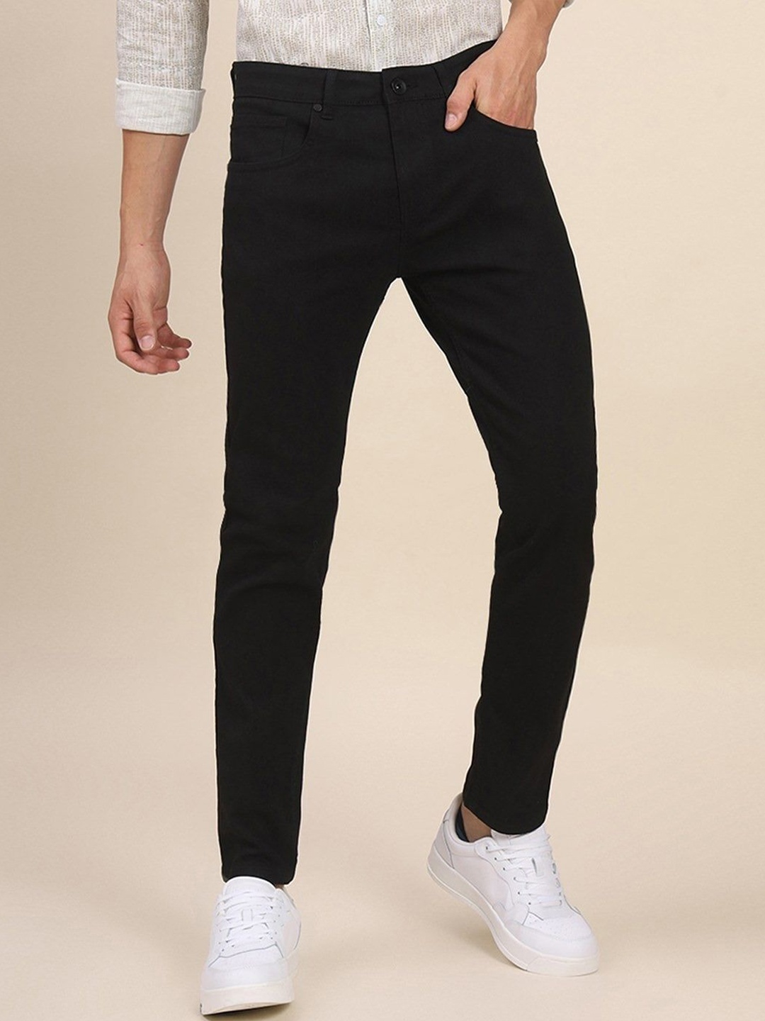 

INDIROCKS Men Mid-Rise Stretchable Jeans, Black