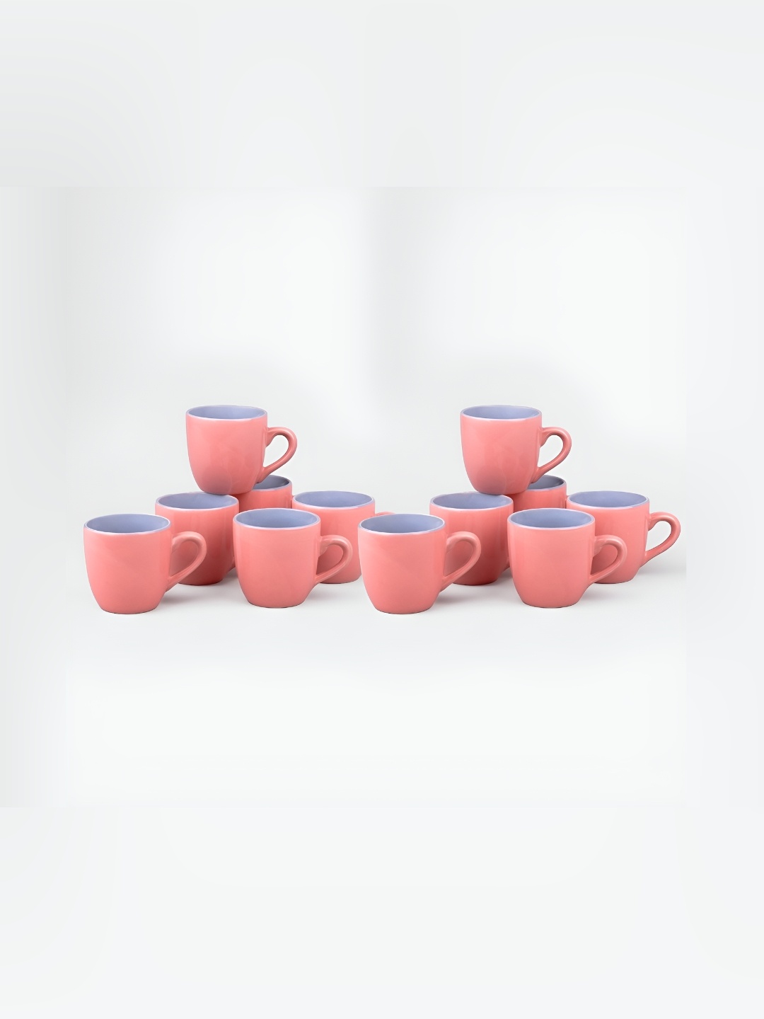 

Storepedia Peach-Coloured & Blue 12 Pieces Ceramic Glossy Cups 150ml Each