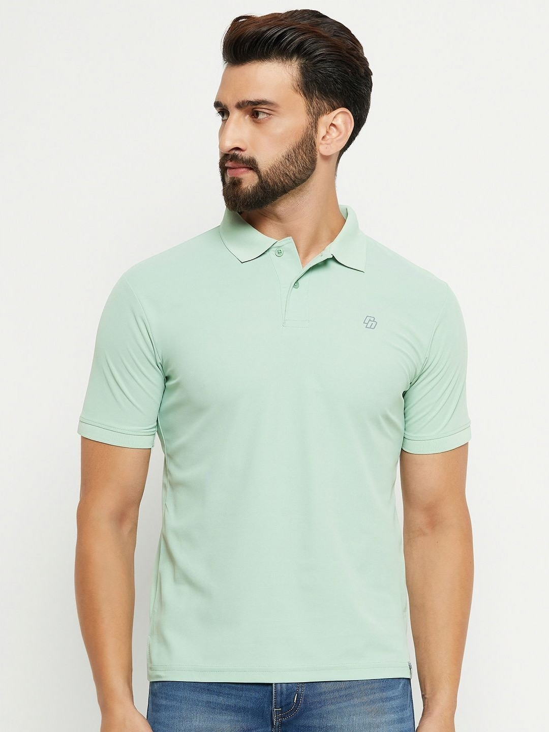 

RENUOVO Men Solid Polo Collar Cotton T-shirt, Green
