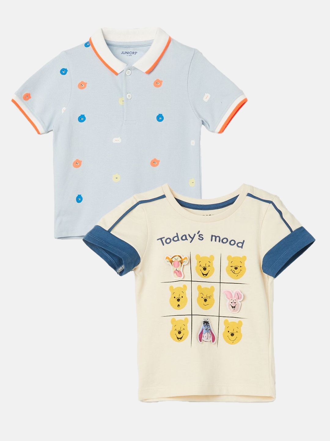 

Juniors by Lifestyle Boys Pack of 2 Printed T-shirts, Cream