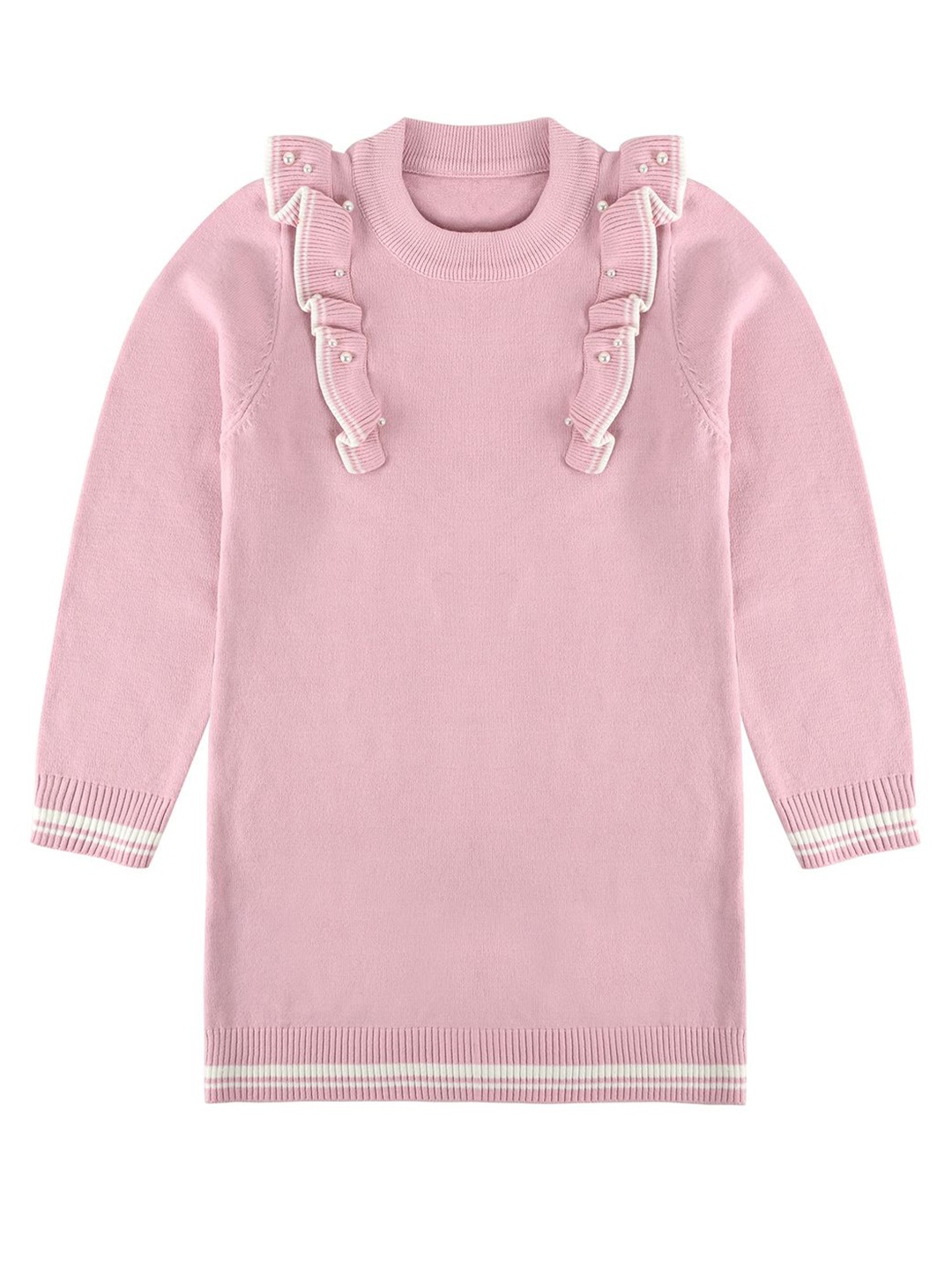 

Bold N Elegant Embellished Knitted Woollen Jumper Dress, Pink