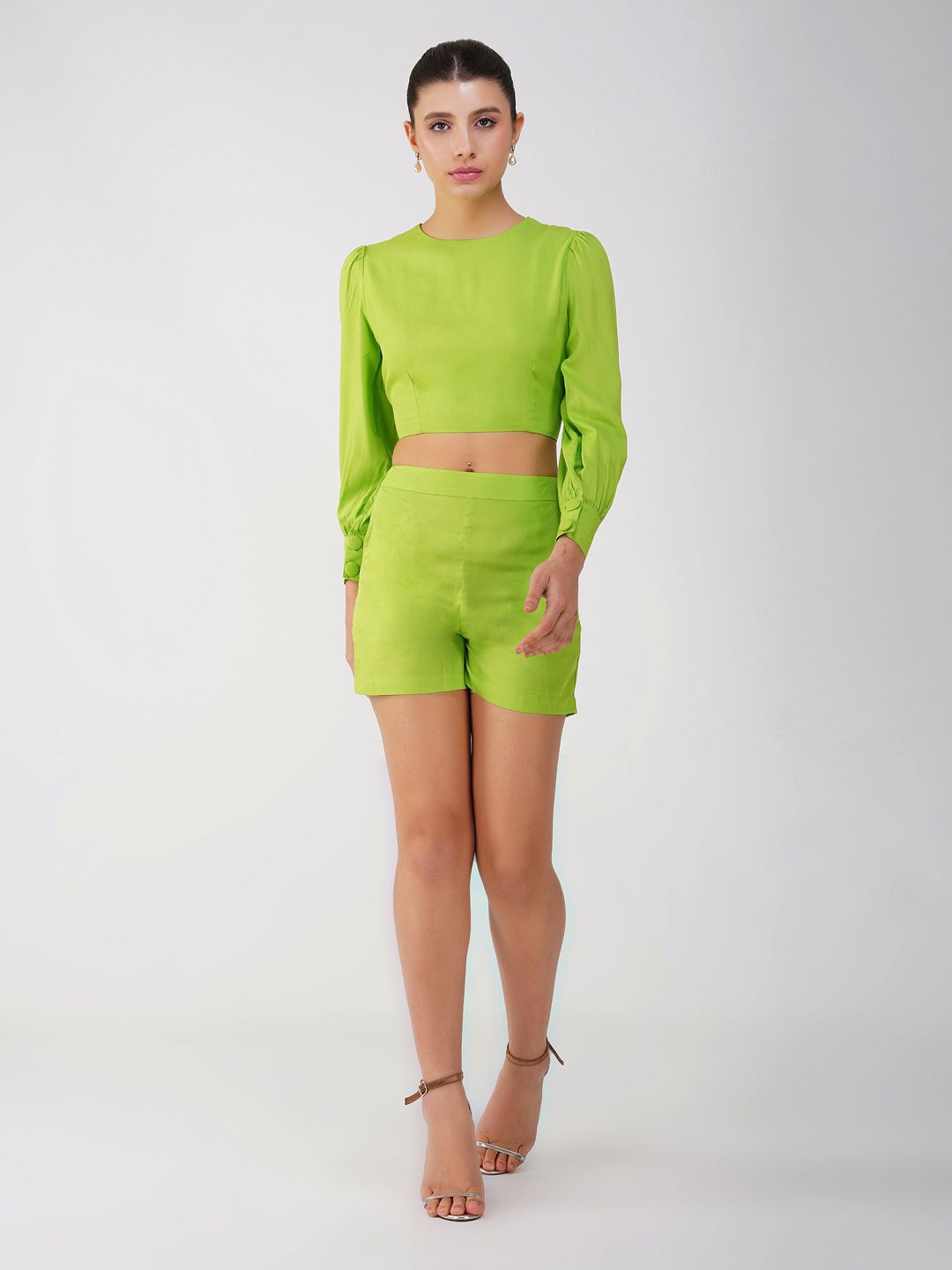 

HERE&NOW Long Sleeve Top With Shorts Co-Ords, Green