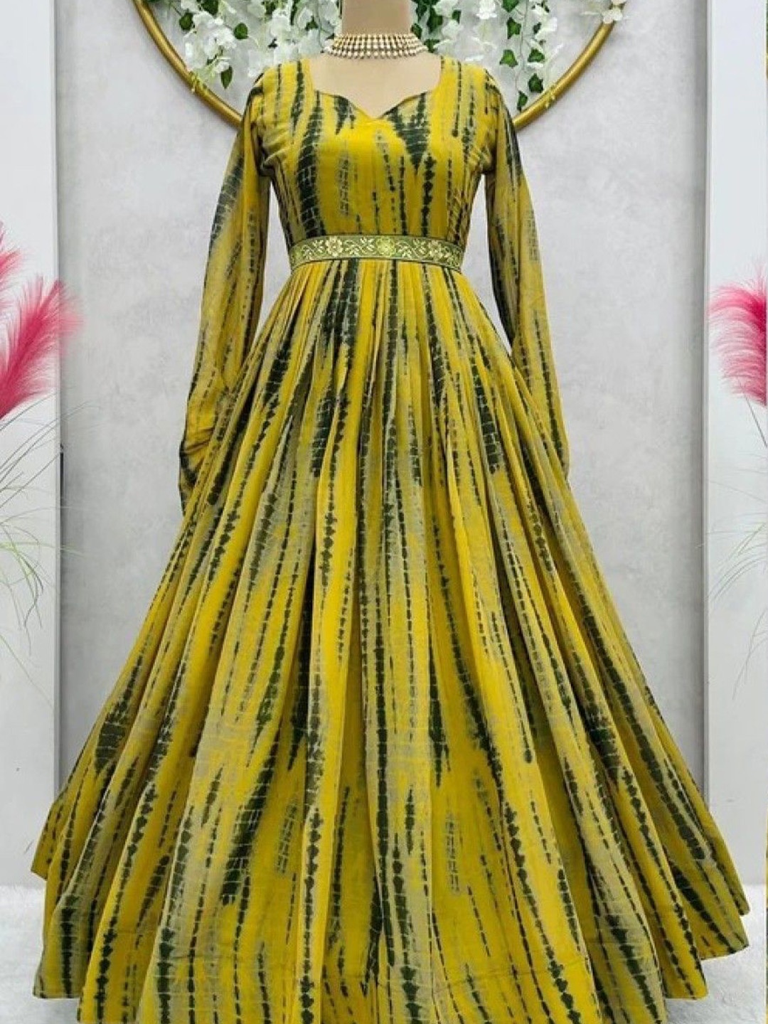 

Raiyani Enterprise Printed Gown Dress, Yellow