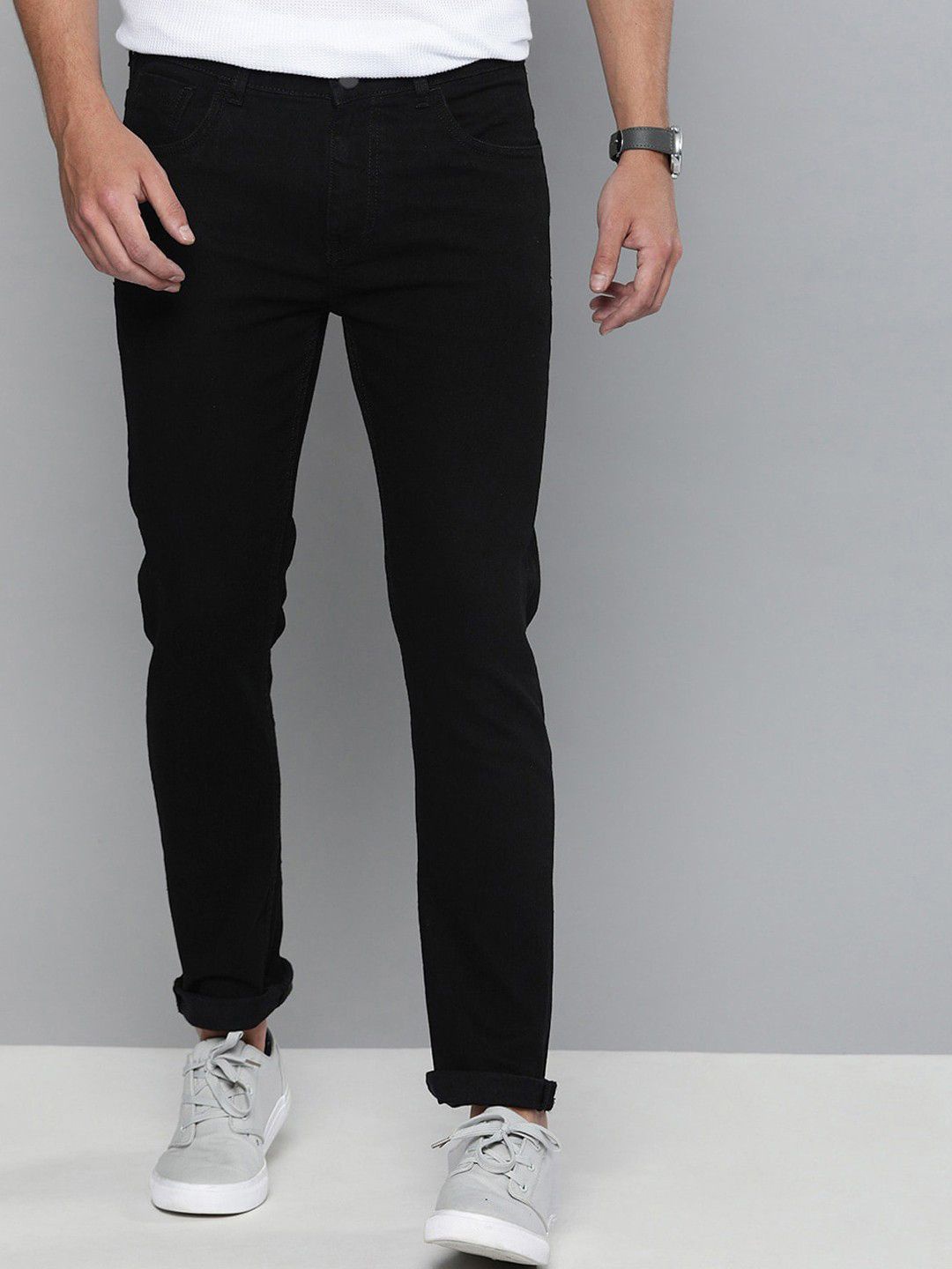

ComfyStyle Men Jean Regular Fit Mid-Rise Stretchable Jeans, Black