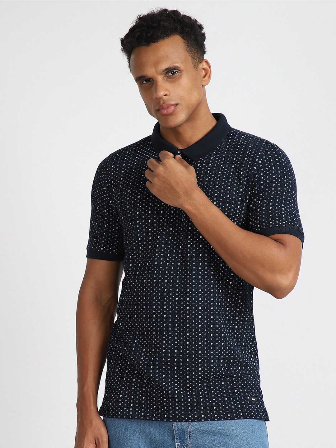 

Lee Printed Polo Collar Cotton Slim Fit T-shirt, Blue