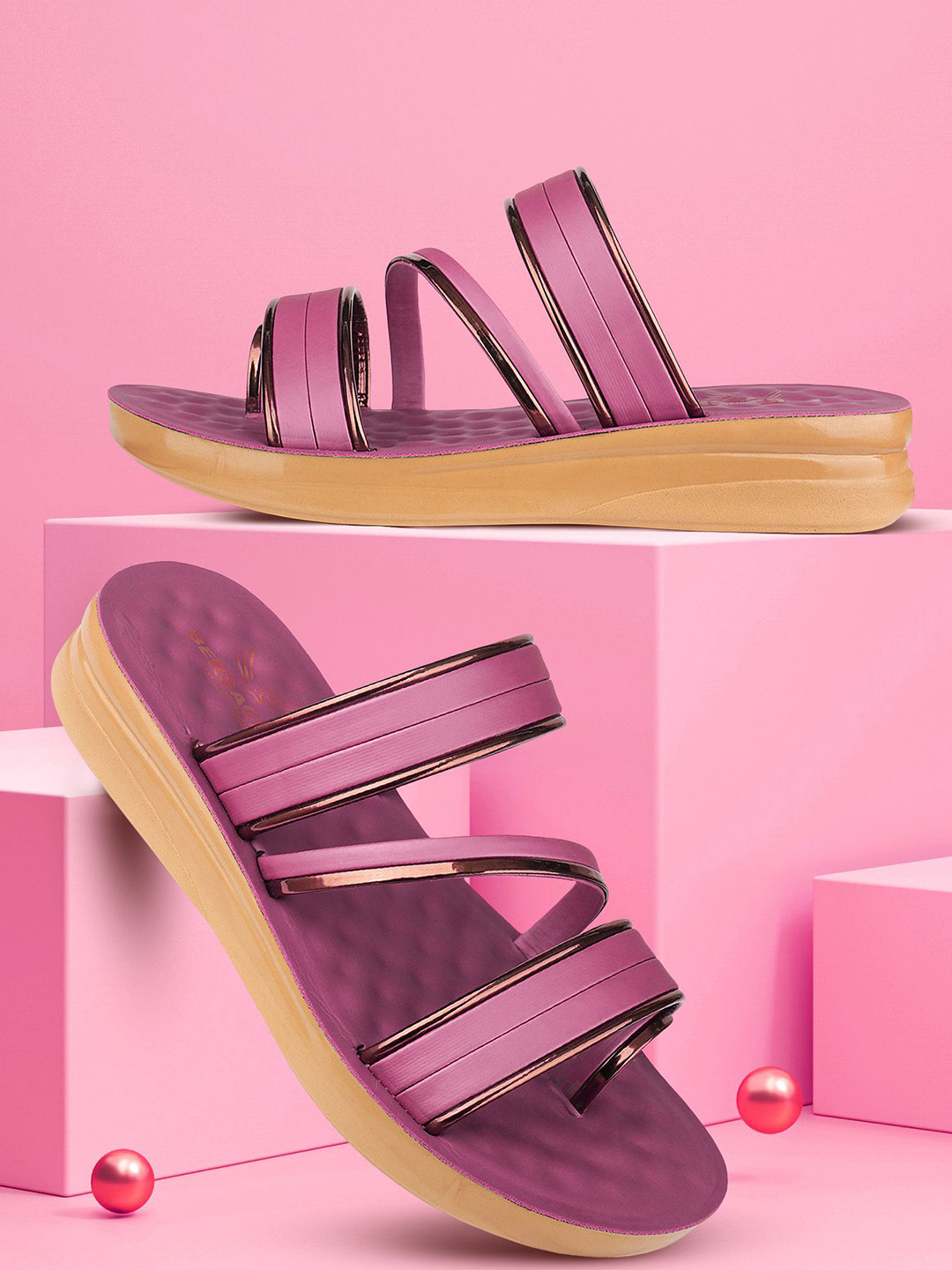 

BERSACHE Women Open Toe Flats, Pink