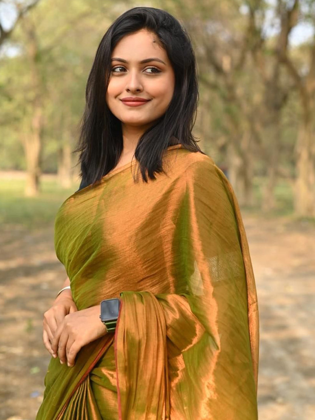 

SRILOK Tissue Handloom Tussar Saree, Gold