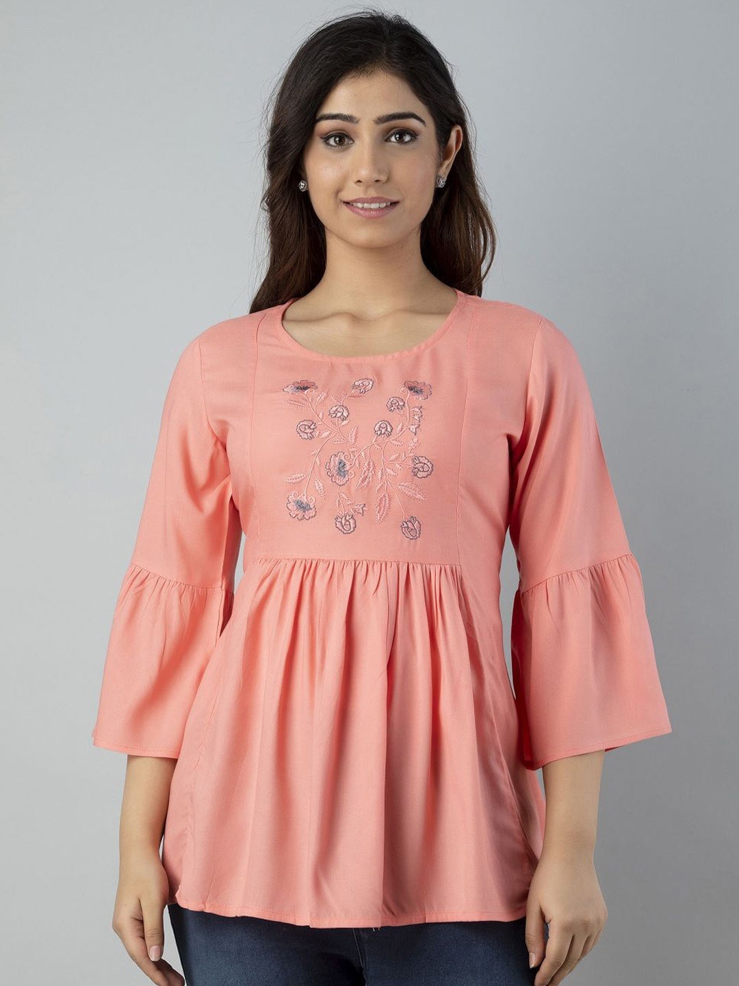 

AAFAMI Floral Print Cotton Top, Pink