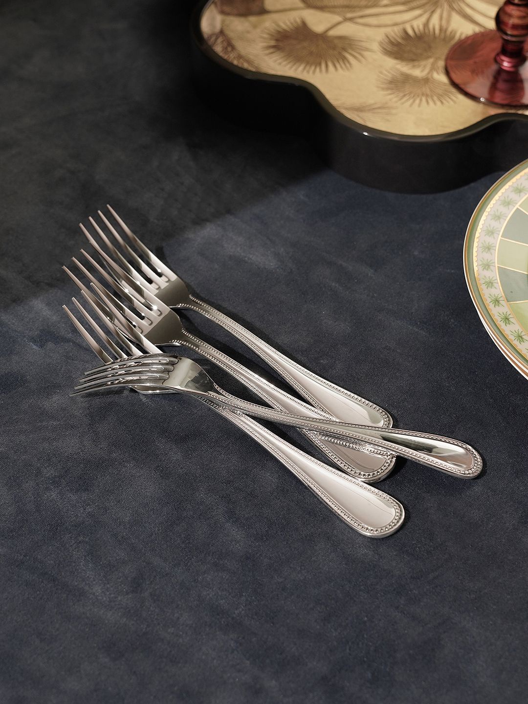 

Pure Home and Living Silver-Toned Set Of 4 Silver Stainless Steel Dessert Forks