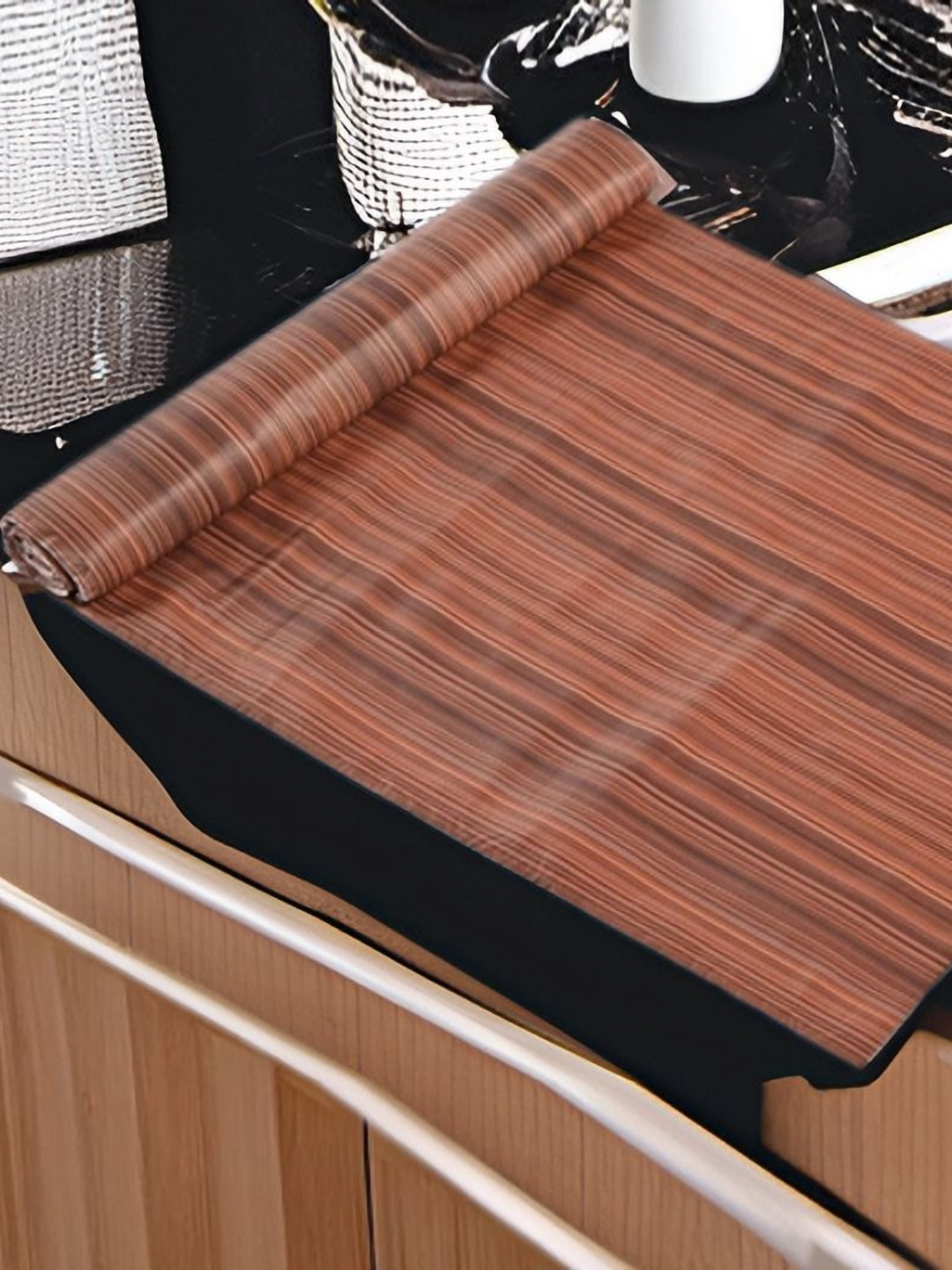 

REVEXO Brown Printed Water-Resistant Shelf Liner