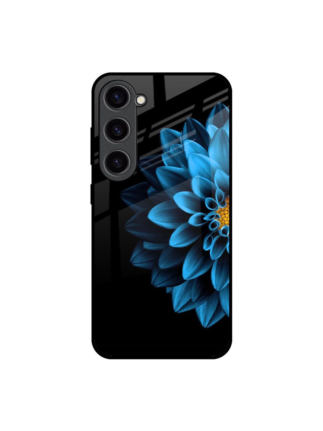

QRIOH Half Blue Flower Real Printed Samsung Galaxy S23 Back Case, Black