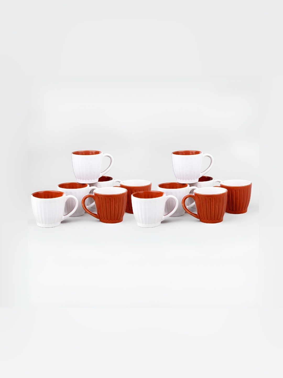

Storepedia Maroon & White 12 Pieces Textured Ceramic Glossy Cups-150 ml Each